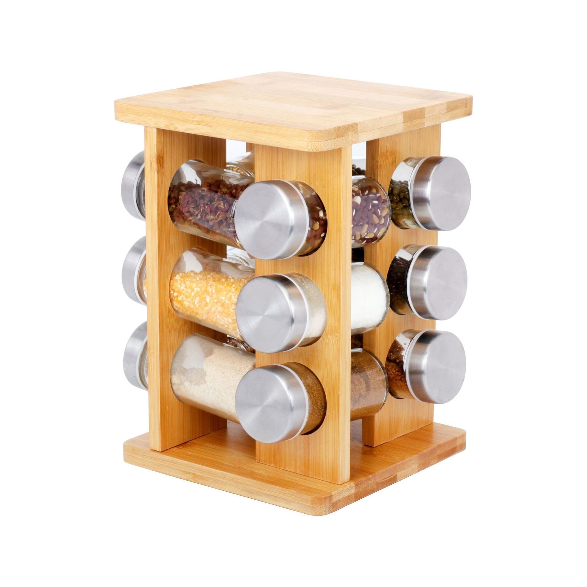 Round Revolving Seasoning Rack with 12 Jars, Countertop Spice Rack Kitchen Organizer Round Revolving Seasoning Rack with 12 Jars, Countertop Spice Rack Kitchen Organizer