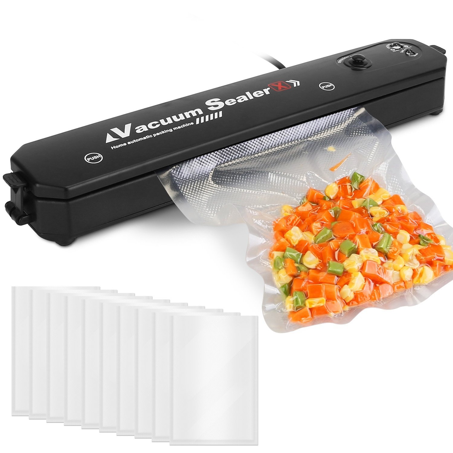 Vacuum Sealer Machine Automatic Food Sealing Machine Food Preservation Storage Saver Dry Wet Soft Hard Food Air Sealing System with 10 Seal Bags Vacuum Sealer Machine Automatic Food Sealing Machine Food Preservation Storage Saver Dry Wet Soft Hard Food Air Sealing System with 10 Seal Bags