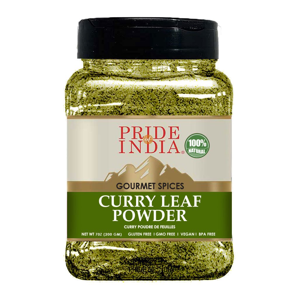 Pride Of India- Natural Curry Leaf Powder Ground - 7 oz (Half Pound) Resealable Pouch - Authentic Indian Spice Blend - Used in Soups, Stews Pride Of India- Natural Curry Leaf Powder Ground - 7 oz (Half Pound) Resealable Pouch - Authentic Indian Spice Blend - Used in Soups, Stews