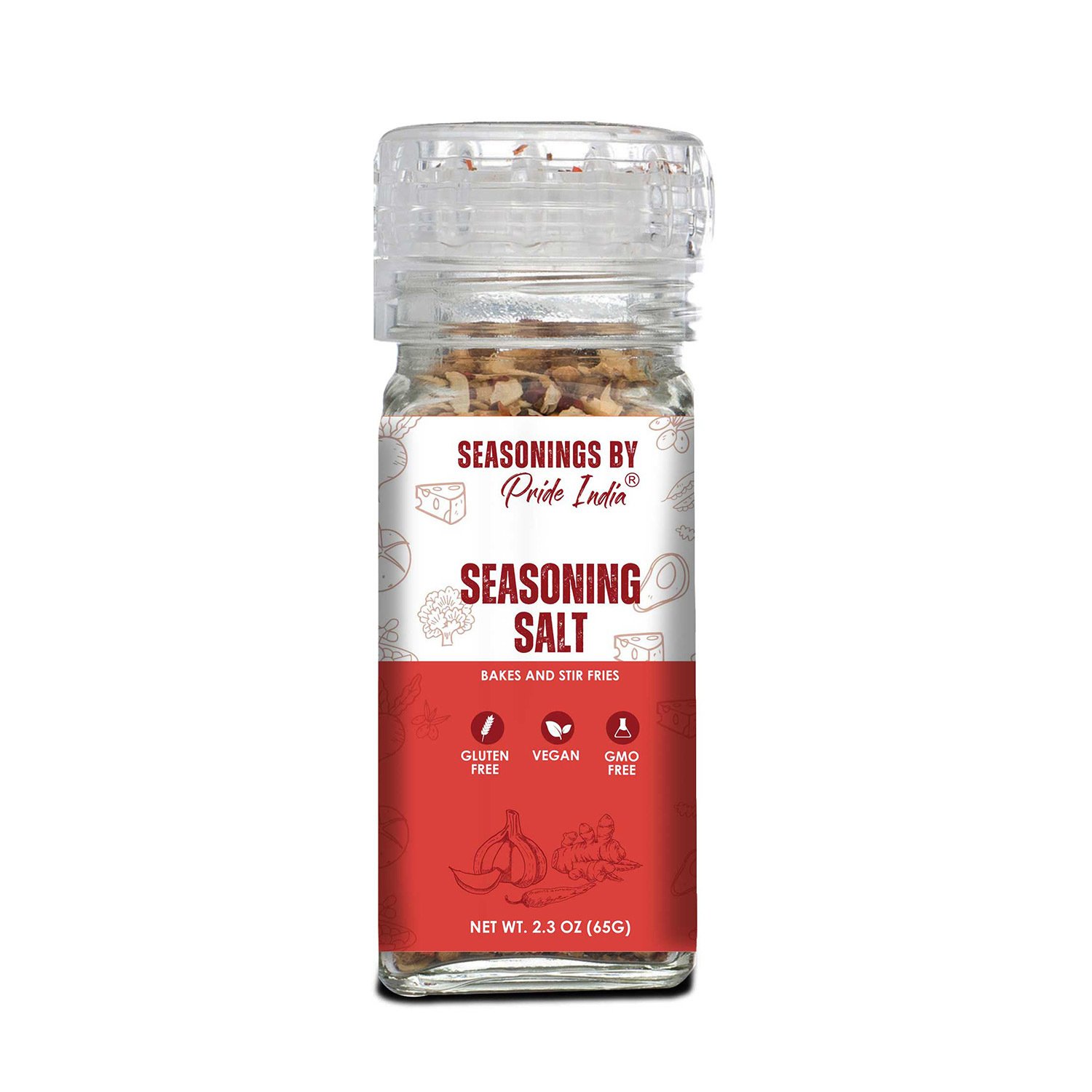 Pride of India Seasoning Salt 2.3 oz (65 gm) w/ Convenient Grinder Cap Tangy Spicy Taste | Himalayan Pink Salt Fresh Garlic Onion Spices | Used for Se Pride of India Seasoning Salt 2.3 oz (65 gm) w/ Convenient Grinder Cap Tangy Spicy Taste | Himalayan Pink Salt Fresh Garlic Onion Spices | Used for Se