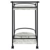 Black and Faux White Marble Serving Cart with Wine Rack