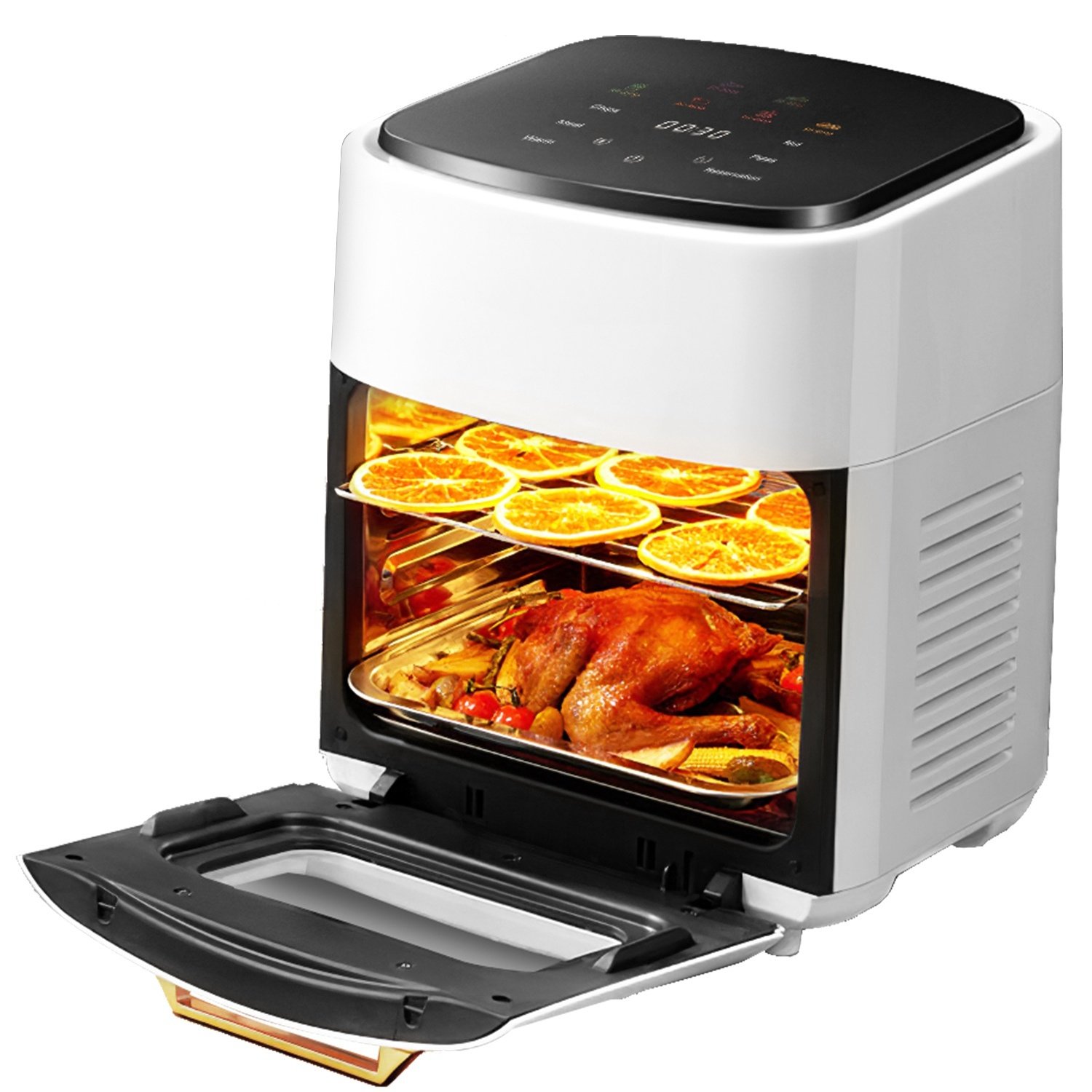 15.8QT Air Fryer Family Size 1400W Powerful Oilless Cooker Crisp Bake Grill Dehydrate Touch Screen Customized Temperature Time Visible Window 15.8QT Air Fryer Family Size 1400W Powerful Oilless Cooker Crisp Bake Grill Dehydrate Touch Screen Customized Temperature Time Visible Window