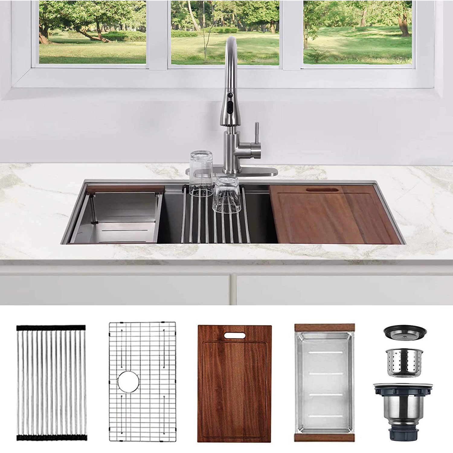 Factory Directly 30 inch or 32 inch Multi-functional OEM Handmade SUS 304 Stainless Steel Undermount Kitchen Sink Workstation Factory Directly 30 inch or 32 inch Multi-functional OEM Handmade SUS 304 Stainless Steel Undermount Kitchen Sink Workstation